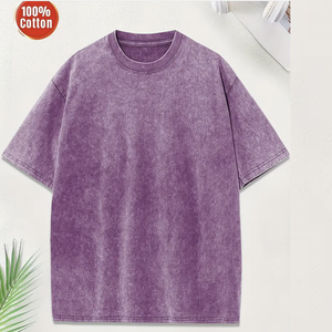 T-shirt Hip Hop personnalisé pour homme, délavé à l'acide, vintage, 100% coton épais, manches courtes, épaules tombantes, coupe classique, couleur unie, long - Product Image 5