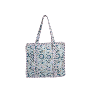 Sac fourre-tout en coton matelassé fait main, écologique, léger, durable, style bohème, avec fermeture éclair, imprimé floral, réversible, lavable, pour la plage - Product Image 1
