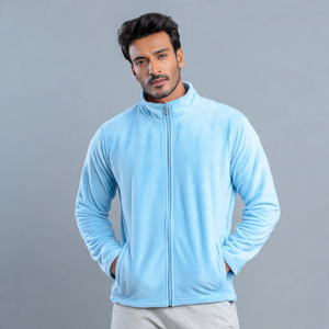 Chaqueta polar de hombre con cremallera completa, 100% poliéster, a cuadros, cortavientos - Product Image 2