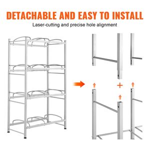 Portabottiglie d'acqua a 4 livelli per carichi pesanti, porta borracce da 5 galloni con doppia fila per 8 bottiglie, capacità 80 oz, scaffale multiuso - Product Image 4