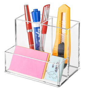 Portalápices acrílico transparente, organizador de escritorio, forma cuadrada, contenedor transparente para suministros de oficina y papelería a un precio económico - Product Image 6