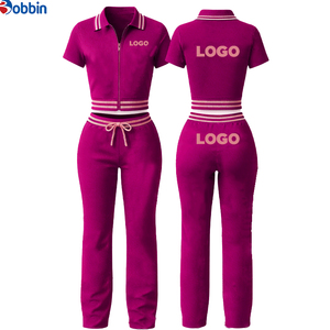 เสื้อโปโลคุณภาพสูงพร้อมซิป กางเกงขาสั้นและกางเกงขายาว ชุดเซ็ต 2 ชิ้นสำหรับผู้หญิง รับผลิตเสื้อผ้าพร้อมปักโลโก้ตามแบบ - Product Image 6