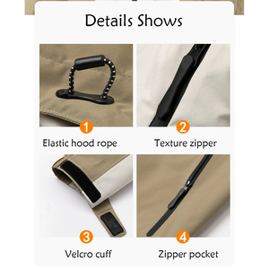 Custom Men Sporty Hooded Waterproof <b>Canvas</b> <b>Jacket</b> Breathable Windproof Outdoor Rain <b>Jacket</b> Streetwear Style - Product Image 6