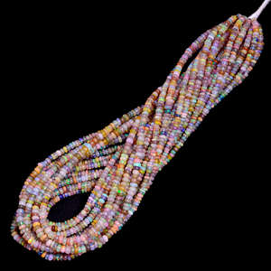 Perles de pierre d'opale éthiopienne naturelle de qualité supérieure en forme de rondelle lisse multicolore 3x7mm brin de 16 pouces pour la fabrication de bijoux - Product Image 1
