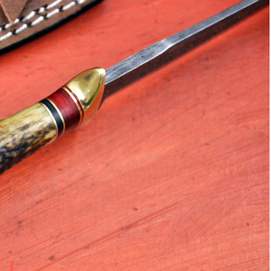 Cuchillo Skinner de Acero de Damasco de 9 Pulgadas Hecho a Mano Personalizado con Mango de Madera Hermoso y Funda de Cuero para Camping y Caza - Product Image 5