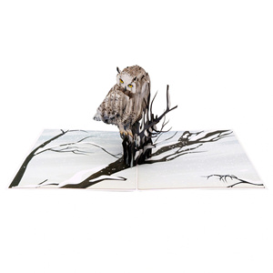 Meilleure Vente : Carte Pop-Up 3D Hibou des Neiges, Conception Personnalisée, Artisanat en Papier Fait Main au Vietnam, Idées Cadeaux Tendance Thème Animal - Product Image 3