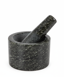 Juego de Mortero y Pilón de Granito Negro Natural, Molinillo de Especias de Piedra Resistente para Hierbas, Ajo, Pimienta, Masala, Herramienta de Molienda para Cocina - Product Image 1