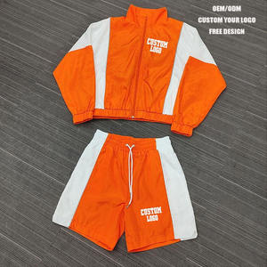Ensemble de survêtement personnalisé pour hommes, veste coupe-vent en nylon zippée et short, pour la course et les sports de plein air, toutes couleurs, avec logo personnalisé - Product Image 3