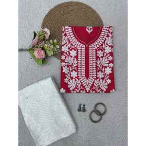 งานปักโซ่เรยอนดีไซน์เนอร์ประดับด้วยพาลาซโซสีแดง - Product Image 3