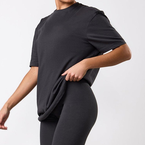 T-shirts blancs unis en gros 200 GSM pour femmes, en coton et élasthanne, col rond - Product Image 4