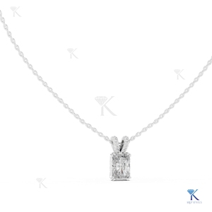 Collier pendentif solitaire en diamant de laboratoire taille radiant, or massif 14K 18K, bijoux fins classiques pour femme, cadeau de fête KRUP JEWELS - Product Image 3