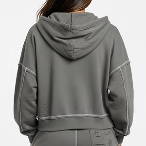 Sudaderas de Invierno de Alta Calidad para Mujer, Tejidas, de Manga Larga, con Logotipo Frontal Personalizado, Bordado e Impreso, Ecológicas, 100% Algodón - Product Image 2