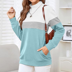 Hot Selling Women Winter Fleece Sweatshirt 100% Cotton Full Sleeves Comfortable Custom Logo Printing Mock Neck Turtle Neck - Product Image 6