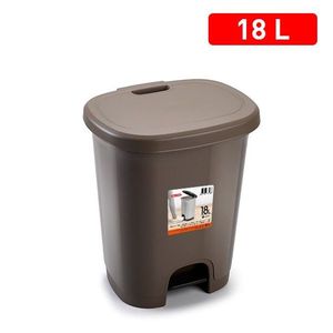 Cestino per Rifiuti Marrone con Coperchio Ribaltabile da 18L, Pratico Contenitore per Casa o Ufficio - Product Image 3
