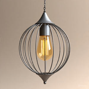 Suspension artisanale à fil rond, design moderne, finition noire, luminaire de plafond - Product Image 1