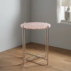 Elegant Marble Top Side <b>Table</b> with Steel Frame Modern Accent Furniture for Living Room Bedroom Office and Luxury Home Decor - Product Image 1
