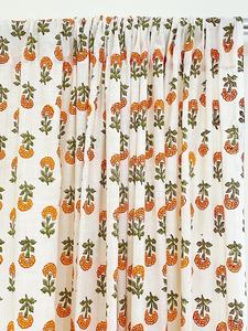 Indian Hand Block Printed Curtains Flower Buta Printed Bohemian Curtains for Living Room - Product Image 2