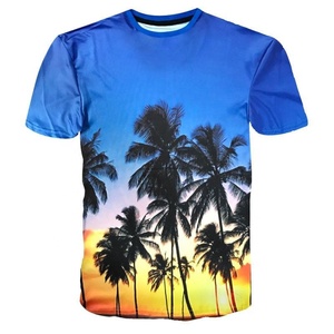 เสื้อยืดแขนสั้นพิมพ์ลายดอกไม้สีน้ำเงินสำหรับผู้ชาย คอกลม ทรงปกติ เสื้อโพลีเอสเตอร์ระบายอากาศได้ดี - Product Image 4