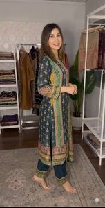 Navy Blue Digital Printed <b>Kurta</b> Palazzo Dupatta Set <b>Women</b> Traditional Indian Pakistani Ethnic Wear Salwar Kameez Embroidered - Product Image 3