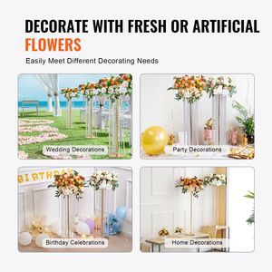 Set di 4 Alzate per Fiori da Matrimonio in Cristallo, Altezza 35,43 Pollici, Vasi in Metallo Dorato di Lusso e Alta Qualità, Centrotavola in Cristallo per Matrimoni - Product Image 6