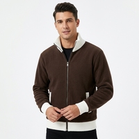 Veste polaire zippée intégrale unie pour homme, col roulé, en tissu technique respirant, anti-plis, pour l'hiver, style décontracté et professionnel