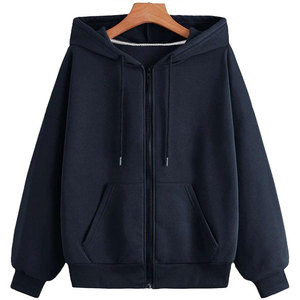 Custom Streetwear Women's Drawstring Hooded Zip-Up Hoodie Heavyweight Premium Cotton Fleece Casual Blank Winter <b>Zipper</b> Hoodie - Product Image 1