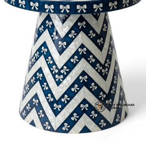 Designer Dark Blue Bone Inlay Accent Table for Living Room Modern Dark Blue Bone Inlay End Table – Artisan Crafted Furniture - Product Image 4