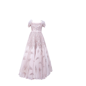 Elegant Pink <b>Sequin</b> Off Shoulder | Evening Gown | Women A Line Tulle Maxi Dress | Wedding Party Wear Designer Formal Dress 2026. - Product Image 1