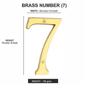 Números de Casa de Latón Auténtico, Acabado Dorado Pulido, Números de Dirección para Puerta de Casa - Product Image 3