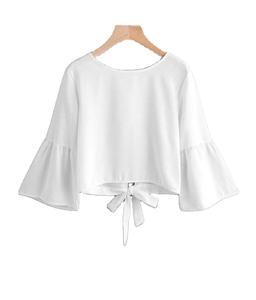 Conception personnalisée logo couleur unie femme été à manches courtes col rond crop top vêtements personnalisés fabricants femmes t-shirts - Product Image 1