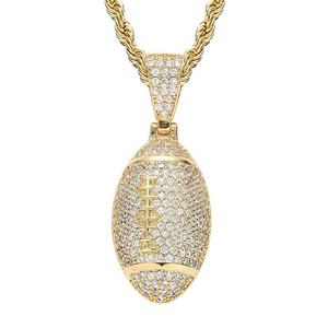 Iced Out Football Moissanite Pendant Micro Pave Moissanite Football Pendant Solid Gold Plated <b>Charm</b> Moissanite Anniversary Gift - Product Image 1