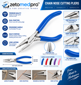 Pince coupante à bec de canard 5,21 po en acier inoxydable avec poignée en PVC bleu, outil manuel pour la fabrication de bijoux et la coupe de fil, modèle ZM-J-636 pour le bricolage - Product Image 3