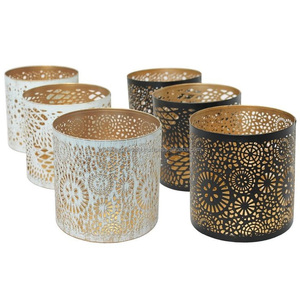 Home Decor <b>Gifts</b> Candlestick Lanterns Decorative Metal <b>Candle</b> Holder Cylinder <b>Set</b> Vintage With Glass Jar - Product Image 2