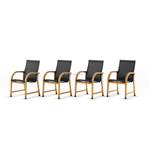 Modern ARDENA Outdoor Teak Garden Set 4 Seater Solid Wood <b>Round</b> <b>Table</b> Weather Resistant Midcentury Design - Product Image 3
