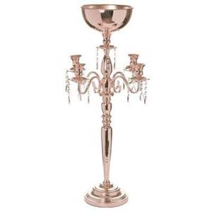 Elegante Candelabro de Cristal Color Oro Rosa, Centro de Mesa Moderno con 5 Luces, Candelabro Floral para Mesas de Boda, Decoración de Recepciones y Eventos - Product Image 1