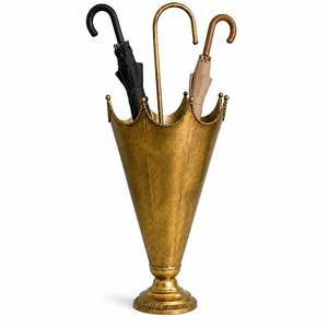 Porte-parapluie décoratif en laiton en forme de couronne, support de parapluie de luxe pour entrée, rangement de cannes, organisateur pour la maison, le bureau ou l'hôtel - Product Image 1