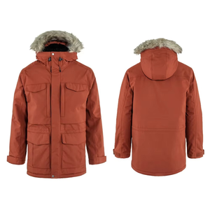 Women Winter Parka Jacket Genuine Leather Fur Trim Hood Full Sleeve Thick Windproof Breathable <b>Utility</b> Style Animal Print - Product Image 1