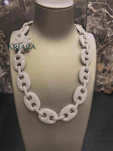<b>Statement</b> <b>Necklace</b> S925 Silver Rhodium Plated Moissanite Link Chain Flower Design Luxury Party Jewelry Unisex - Product Image 5