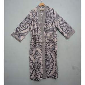 Kimono artesanal vintage con estampado floral para mujer, 100% algodón, diseño floral único de la India, de secado rápido, estético. - Product Image 3