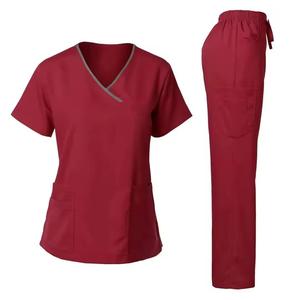 Women Denim Medical <b>Scrub</b> <b>Set</b> with Jacket Cotton Blends Professional Nurse Uniform Hospital Workwear - Product Image 3