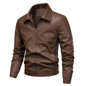 Chaqueta de Cuero Marrón para Hombre, Manga Larga, Impermeable, Ignífuga, Cortavientos, para Todas las Estaciones - Product Image 2