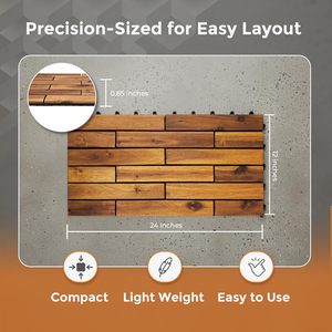 Dalles de terrasse en bois emboîtables DIY 60 x 30 cm pour patio, intérieur, balcon, terrasse, jardin, installation facile, imperméables, ignifuges, antidérapantes - Product Image 4