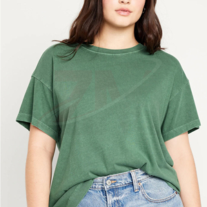 Camiseta de Algodón Lavado para Mujer, Manga Corta, Corte Entallado, Tejido Transpirable y Suave, Estilo Casual para Uso Diario, Look Moderno y Elegante - Product Image 3