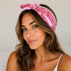 Craftjaipur Bandana traditionnel en coton rose à motifs floraux, foulard décontracté printemps-été, accessoire unisexe 53x53cm - Product Image 1