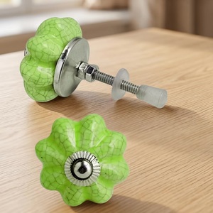 Tiradores de Cerámica Verde Craquelado con Forma de Melón, Tiradores Tradicionales para Gabinetes de Cocina, Dormitorio, Armario y Cajones - Product Image 5