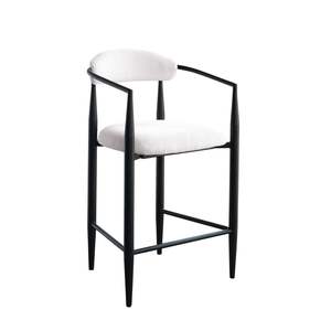 Moderni sgabelli da Bar bouclé Set 2 sedie imbottite altezza Bar con struttura in metallo Vintage/schienale/braccioli per cucina Pub/sala da pranzo - Product Image 6