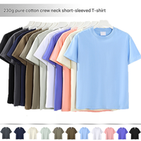 T-shirt décontracté pour homme, col rond, manches courtes, 100 % coton tricoté double couche, 230 g/m², séchage rapide, coupe ample, grandes tailles, vierge ou imprimé, OEM, collection été
