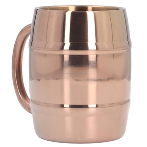 Chope de bière en cuivre pur avec poignée pour les cocktails de Moscou Mule tasse à boire de style baril martelé - Product Image 6