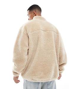 Chaqueta de Forro Polar Sherpa Estilo Moderno, Abrigos Sherpa con Bloques de Color Personalizados, Chaquetas de Forro Polar Sherpa para Hombre, Casuales, con Cierre, Talla Grande, para Invierno - Product Image 2