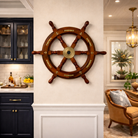 Décoration murale en forme de roue de bateau en bois |   Volant nautique artisanal en bois de rose indien |   Décoration murale marine |   Décoration d'intérieur de style côtier